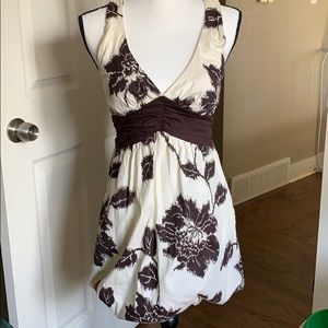 Trixxi Juniors 3 Cream & Brown Floral Summer Dress